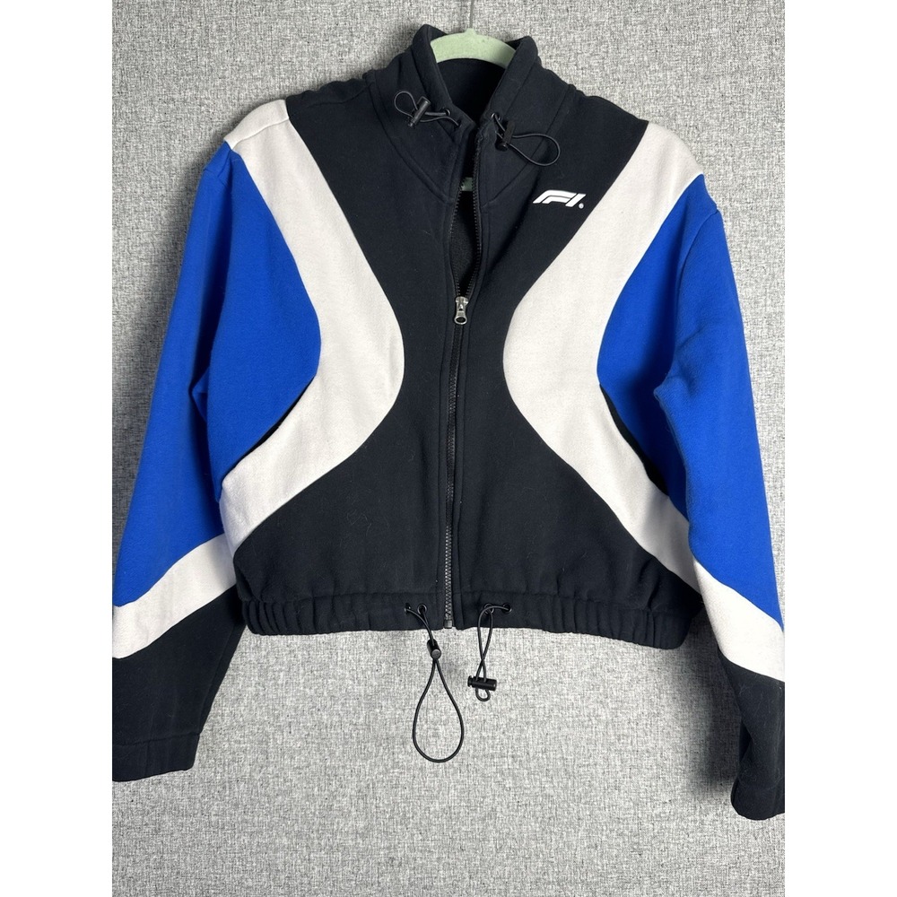 Formula 1 F1 x PacSun Colorblock Cropped Zip Up Sweatshirt Jacket Blue Black XS